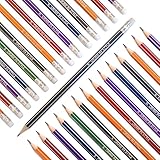 30x Bleistifte HB mit Radiergummi - zum Zeichnen und Schreiben - für Schule, Büro, Uni und Zuhause - vorgespitzt - 6 Farben - sechseckig - Bleistift Pencil Pencils