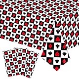 Ovanda Poker Tischdecke, 274 x 137 cm Casino Tischdecken, Rechteckige Casino Thema Tischdecke,Pokertisch Abdeckung,Poker Party Geschirr,Spielkarte Party Tischläufer,Kunststoff Tischläufer,für Picknick