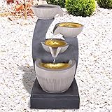Gartenbrunnen Brunnen Zierbrunnen Zimmerbrunnen Springbrunnen Brunnen FENG-Shui mit LED-Licht 230V Wasserfall Wasserspiel für Garten, Gartenteich, Terrasse, Balkon Sehr Dekorativ