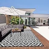 Outdoor-Terrassenteppich, wasserdicht und wendbar, Strohteppich für Wohnmobil, Camping, Picknick, Strand, tragbar und UV-beständig, Außenteppich, strapazierfähiges Kunststoffmaterial, ideal für den