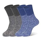 MONFOOT Damen und Herren 2-3er Pack Super Soft Warm Fuzzy Cozy Slipper Crew Socken, Grau/Blau (4), Medium