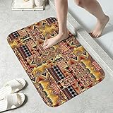 ZERAOKE Afrikanische Textil-Patchwork-Kieselgur Badezimmerteppich, weich, saugfähig, Duschvorleger für Badezimmer, rutschfest, waschbar, Badematte, schnell trocknend, Fußmatte für Küche, Badewanne,