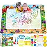 Purpledi Aqua Doodle Kinder Zeichentafeln - Magic Doodle Malmatte 120*90cm , Aqua Drawing Painting Matte mit 3 Magic Stifte & Stempelset , Wasser Doodle Zeichnung Matte für Toddler 1,2,3,4,5,6 Jahre