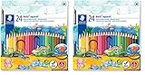 Staedtler wasservermalbare Buntstifte Noris Club aquarell, erhöhte Bruchfestigkeit, sechskant, ABS-System, kindgerecht nach EN71, PEFC-Holz, Set mit 24 brillanten Farben, 144 10NC24 (Packung mit 2)