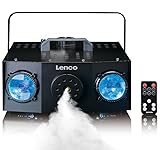 Lenco LFM-220BK - Duale Matrix RGB Party-LED-Lichter - mit Nebelmaschine - integrierte Lichtshowprogramme - 1 Liter Fassungsvermögen für Nebelflüssigkeit - Nebel-Timer - schwarz