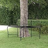 SKTQYQO Baumbank aus Stahl 150 cm schwarz halbrund Design für den Außenbereich Garten Terrasse Hof wetterfest langlebig für den täglichen Gebrauch im Freien