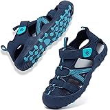 Csgkag Sandalen Jungen Mädchen Sport Outdoor Sandalen Geschlossene Sommer Beach Geschlossene Strandschuhe Trekkingsandalen,Blau,EU26