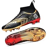 Bolognifi Herren High-Top-Fußballschuhe Spikes Grass Sports Training Fußballstiefel(Black,40 EU)