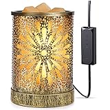 SALKING Elektrische Duftlampe Für Wachs, Metall Aromalampe mit Timer, Wachs Torte Brenner, Wachs wärmer Mit LED Bulb, Duft Wärmer Nachtlicht, Kerzenwärmer Lampe für Schlafzimmer Büro