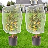 Pflanzenschutznetz - Vaktop 2 Pack Insektenschutznetz mit Kordelzug, Schutznetz Pflanzen Feinmaschig, Garten Insektennetz - für Pflanzen Gemüse Schutz (120 x 80cm)