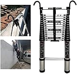 Leitern, Teleskopleiter, zusammenklappbar, mit Haken, 150 kg Tragkraft, robuste ausziehbare Aluminiumleiter für Dach, Dachboden, Büro, Heimwerkerwerkzeuge, Trittleiter, 8 m