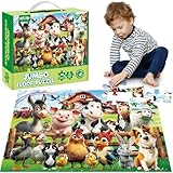 BenBen Große Bodenpuzzle ab 3 4 Jahre, XXL Puzzle für Kinder 48 Teile, 90 x 60cm, Geschenk für Jungen und Mädchen, Kinderpuzzle Bauernhof