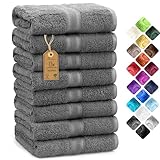 NatureMark 8 Handtücher Set - 100% Baumwolle - Saugfähige und langlebige Handtücher, Größe 50×100 cm, Anthrazit Grau