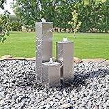 CLGarden Edelstahl Springbrunnen ESB8 Design Säulenbrunnen eckig mit LED Beleuchtung Wasserspiel Set