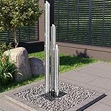 Festnight Pool-Font?ne Gartenbrunnen Silbern 48 x 34 x 153 cm Edelstahl