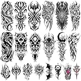 Yazhiji 77 Blätter Cyber-Sigilism Temporäre Tattoos für Erwachsene, 17 Blätter Cyber ​​Seal Fake Arm Brust Schulter Tattoo Aufkleber, 60 Blätter Winzige Schwarze Tattoos für Frauen Männer Kinder