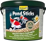 Tetra Pond Sticks - Fischfutter für alle Teichfische, unterstützt gesunde Fische und klares Wasser im Teich, 10 L Eimer