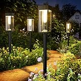 BITPOTT Solarlampen Außen Garten, Gartenleuchten Solar 2 Stücke mit Längere Arbeitzeit, Extrem Helle Garten Solarleuchten, IP65 Wassserdicht Solar Garten Deko für Balkon Terrase Outdoor warmes Weiß