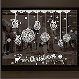 Weinachtsdekorationen SprüHschnee Fenster Weihnachtliche Sticker Wanddekoration, Aufkleber, Weihnachtsglocken, Weihnachten, abnehmbar, Shop, Heimdekoration Weiße Federn