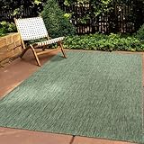 In & Outdoor Teppich Wetterfest Wohnzimmer Balkon Küchenteppich Terrassenteppich Flachgewebe Sisaloptik Meliert Einfarbig grün 120x160 cm