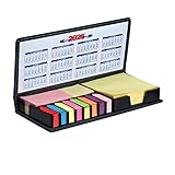 Strehknewen Haftnotizen Set, Notizzettel box, 2200 Stück Selbstklebende Bunte Klebezettel, 4 Formate mit Haftmarker & PU Etui, Sticky Notes für Büro, Schule, Studium und Teamwork,Kalender 2025
