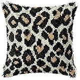 Knüpf Sets Knüpfkissen Zum Selber Knüpfen Knüpfteppiche DIY Leopard Muster Kissen Kissenbezug Kreuzstich Latch Hook Kit Handwerk Handarbeiten Erwachsene Kinder Kunsthandwerk ,43*43cm/16.9*16.9 in