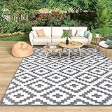 MOKANI Outdoor Teppich Wetterfest 120 x 180cm, Kunststoff Stroh Teppich Reversible Matte UV-beständige Camping Matte Patio Teppich Wasserdichter Außenteppich für Balkon Terrasse Pinic Camping