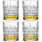 Crystal Whiskey Gläser, Set mit 4 bleifreien Kristall-Whiskygläsern, perfekt für Scotch, Bourbon, Manhattans, Old Fashioned's, Cocktail (300 ml)