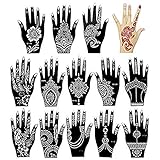 XMASIR 14 Stück Indien Tattoo Schablone Set für Frauen Mädchen Hände Finger Körperbemalung Glitzer Tattoo und Air Brush Tattoo Temporary Tattoo Schablonen