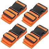 Gepäckgurte für Koffer – Orange, 4er-Pack – Premium-Nylongurte zur Gepäcksicherung – Längenverstellbar 1 – 2 Meter – von BlueCosto