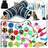JOTOL Katzenspielzeug Set mit Katzentunnel,39pcs Katzen Spielzeug auch Bälle,Federspielzeug für Katzen,Plüschspielzeug,Spielzeugmäuse Katzen Spielzeug Variety Pack für Kitty Katzen