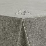 Flowen Tischdecke Abwaschbar 140x180 cm Tischtuch Outdoor Wetterfest Table Cloth Rechteckig Grau Wasserabweisend Baumwollstoff mit Leineneffekt und Lotuseffek Für Küchentisch Wohnzimmer Garten