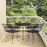 UJCHVHN Gartenmöbel-Set, 5-teilig, Poly-Rattanmöbel, Schwarz