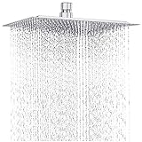 Drenky Duschkopf Regendusche, Duschkopf 12 Zoll Quadratisch Große Duschkopf Aus Edelstahl A2 Regenduschkopf Mit 144 Anti-Kalk Düsen Regendusche Duschkopf 30x30cm chrom