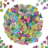Bunte Glasmosaikfliesen 200g, Irregulär Glitzerkristall Mosaiksteine Glasstücke, Glasfliesen Glassteine für Basteln, Haus Deko(Panchromatisch)