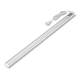 REV Unterbauleuchte Küche LED - Aluminium Schrankbeleuchtung 90cm, 10W, 850 Lumen, 3000K, Küchenbeleuchtung flach mit Sensor, einfache Montage, silber