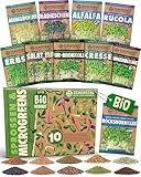 ZenGreens® - Bio Sprossensamen im 10er Set - Keimsprossensamen - für leichte Zucht im Sprossenglas oder Anzuchtschale - Probierpaket - 10 verschiedene Sorten - Microgreens Samen Mix