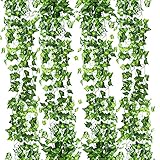 KASZOO 24 Stück Efeu Künstlich Efeu Girlande,Künstliche Efeuranken 168 Ft Efeugirlande Künstlich für Büro, Küche, Garten, Party Wanddekoration