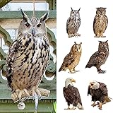 6 Eule Attrappe Vogelabwehr, Taubenschreck Balkon, Eule Vogelscheuche, Dekorativer Eulen Vogelscheuchen Anhänger, Stehende Dekofigur, Vertreiben Schwalben Taubenschreck für Garten,Terrasse