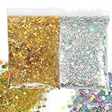 100g Glitzer Basteln Glitzerpulver Zum Basteln Glitzer Zum Basteln Glitzer Pulver Zum Basteln Silber Glitzer Gold Bastel Glitzer Glitzerstaub für Nägel Kunst Gesicht(50g Gold + 50g Silber)