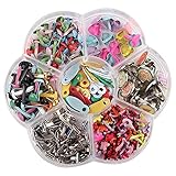 Kaimeilai Mini Musterklammern, 240 Stück Mini Brads Musterbeutelklammern Musterklammern, Bunt Metall Runde Brads für Papierhandwerk Stempeln Scrapbooking DIY Werkzeug (6-12mm)