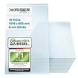 KAISER plastic® Gewächshausplatten 12 Stk. | Hohlkammerplatten Doppelstegplatten 6mm | Platten für Gewächshaus | Polycarbonatplatten 605 x 1210 mm - 6mm Stärke - 950g/m²