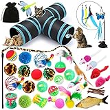 JOYBOY Katzenspielzeug mit katzentunnel,Katzen Spielzeug,3-Wege Pet Play Tunnel Tube für Kätzchen,Spielzeugmäuse Katzen Spielzeug Variety Pack für Kitty Katzen