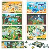 BONNYCO Holzpuzzle Kinder 6 Set 24 STK, Tieren aus Diversen Ökosystemen. Puzzle ab 3-8 Jahre, Lernspielzeug Jungen und Mädchen. Pädagogisches Geschenk für Kinder, Weihnachten