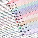 Textmarker Pastell 12 Stück, Highlighter Pen Marker Pastell Assorted Farben, Aesthetic Marker Stifte Textmarker Set, perfekt zum Hervorheben von Tagebuch oder Notizbuch in Schule, Büro