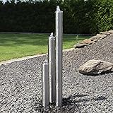 Edelstahl Gartenbrunnen ESB1 100cm 3 Säulen aus gebürstetem Edelstahl mit LED Beleuchtung Zierbrunnen für Garten Springbrunnen Säulenbrunnen