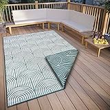 Hanse Home Pangli Outdoor Teppich Wetterfest – Wendeteppich Skandinavischer Boho Style Wasserfest Einfarbig Geometrisch 3D-Effekt für Garten, Balkon, Terrasse, Wohnzimmer – Grün, 200x290cm