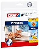 tesamoll P-Profil Gummidichtung - Selbstklebende Dichtung zum Isolieren von Spalten an Fenstern und Türen - Weiß - 10 m x 9 mm x 5,5 mm