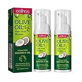 Olivenöl-Haarschaum, Olivenöl-Haarstyling-Mousse, Olivenöl Hydrat Dauerhaft Anti-Frizz Schaumfestiger für lockiges Haar Styling und feuchtigkeitsspendende Pflege 2PCS