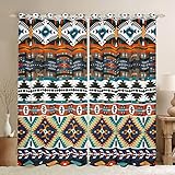 Loussiesd Retro Bohemian Azteken-Verdunkelungsvorhänge (30%-50%) Western Boho Fenstervorhänge Boho Exotische Träume für Kinder Ethno Tribe Aztec Fensterbehandlungen B66*L72